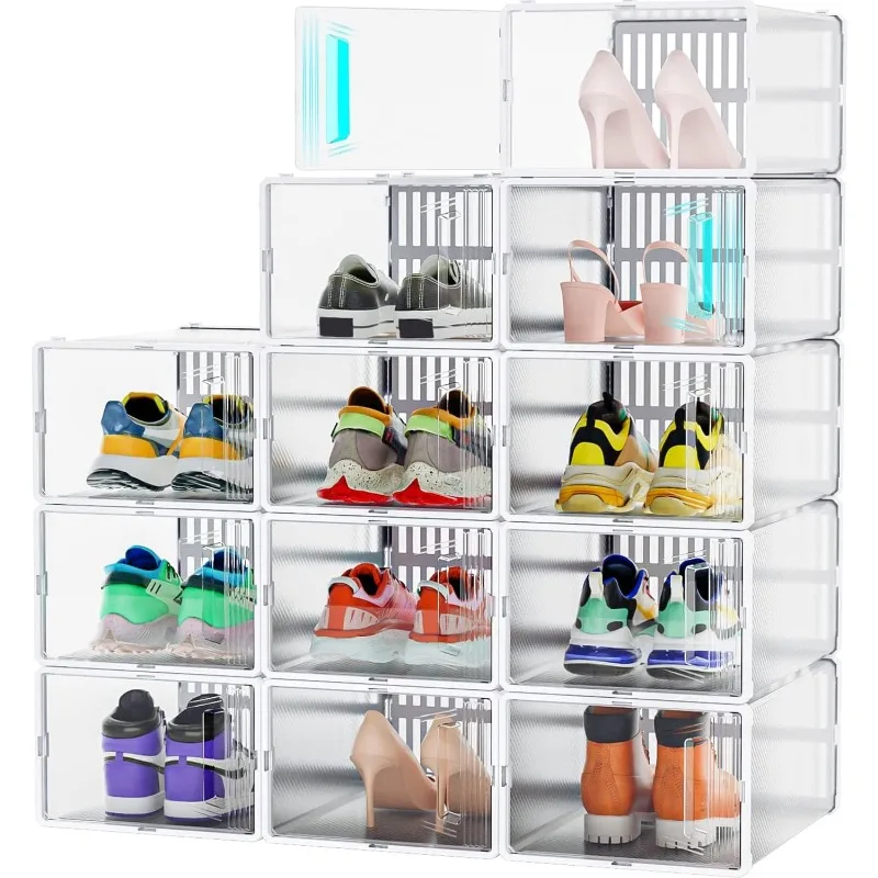 

Pack Shoe Organizer, Clear Plastic Stackable Shoe Storage, Multifunctional Box, Universal Storage Boxes