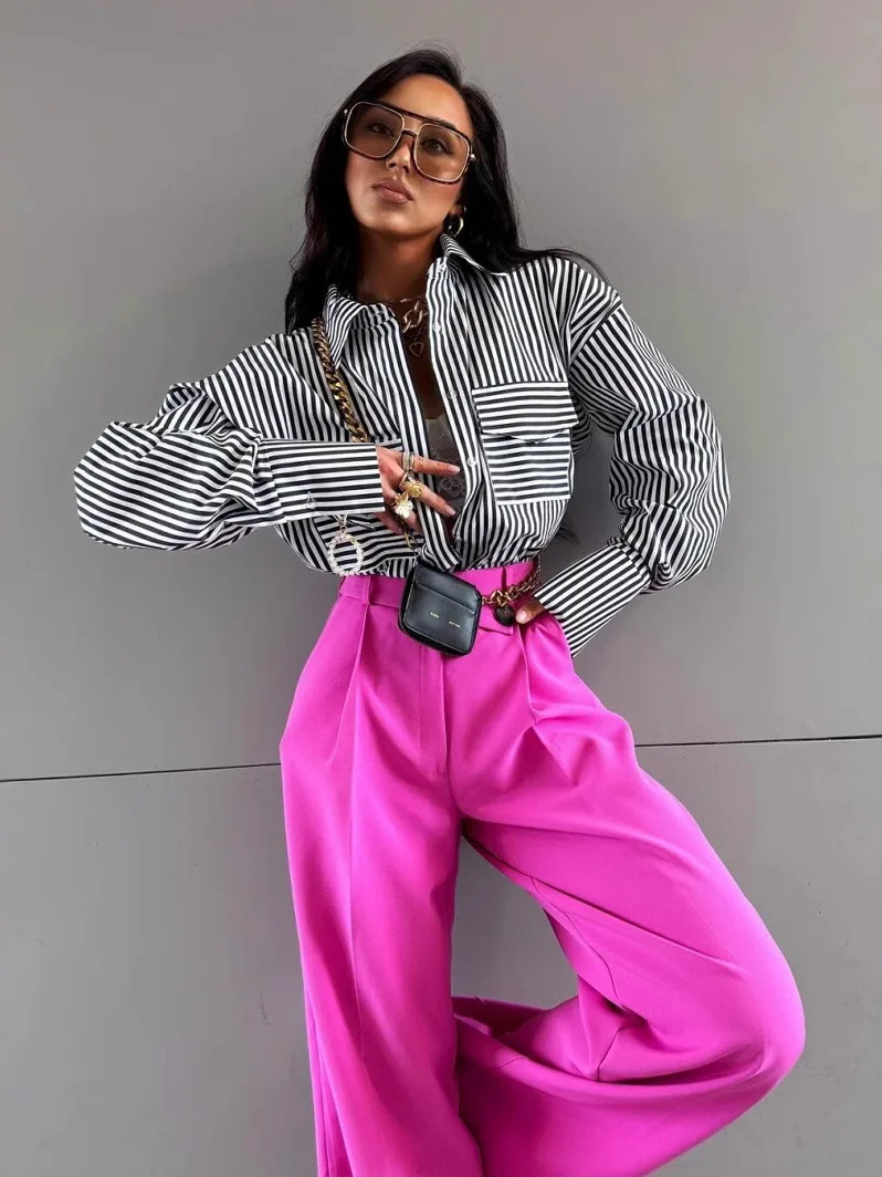 

Свободные удобные длинные све женские irt Punk Sle с воротником-стойкой в вертикальную полоску из хлопка и полиэстера, весна-осень Faion