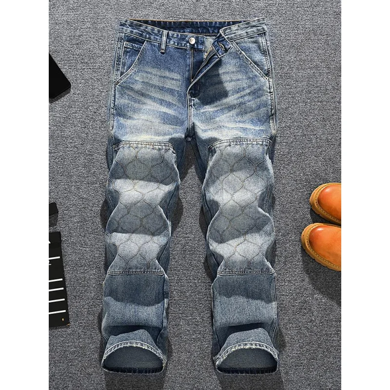 春夏新作 韓国風 トレンドブランド レトロ ルーズ ストレート メンズ ストリート系 個性派 ニッチ ワイドパンツ