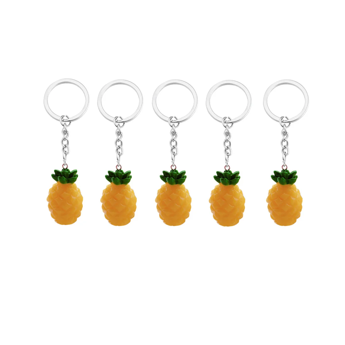 10pcs Lovely Fruit Key Chain Pendant Imitation Pineapple Decoration Resin Pendant (Yellow)