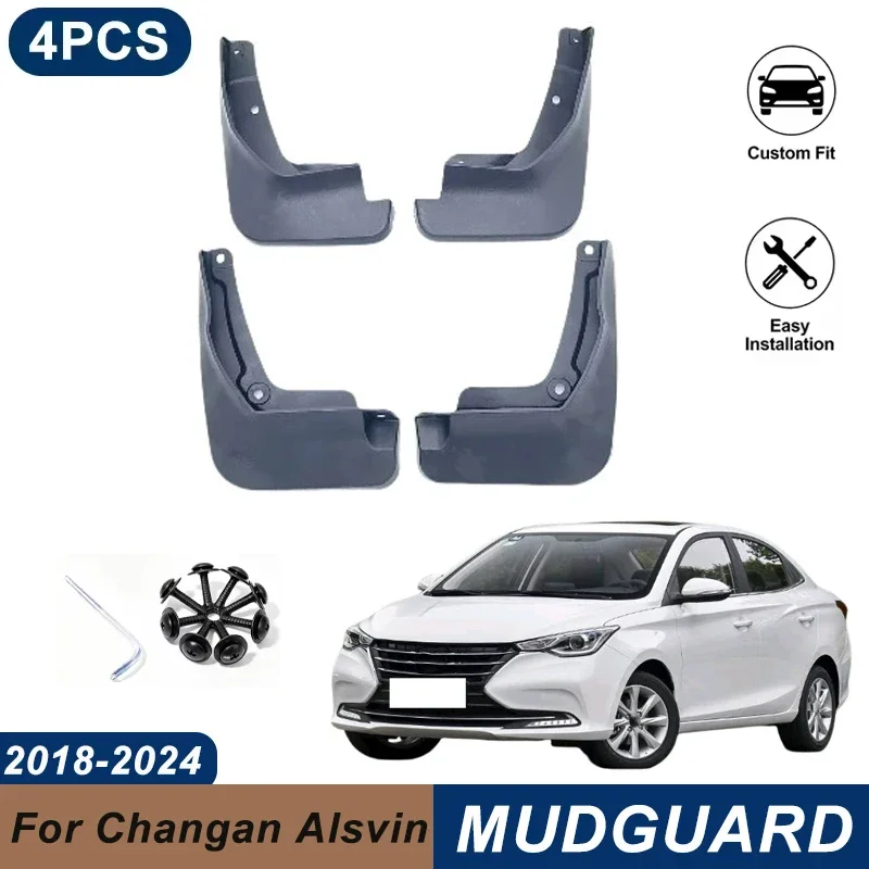 4PCS Car Mud Flaps For Changan Alsvin 2018-2024 Waterproof Anti-Splash Fender Mudguards Auto Exterior Accessories