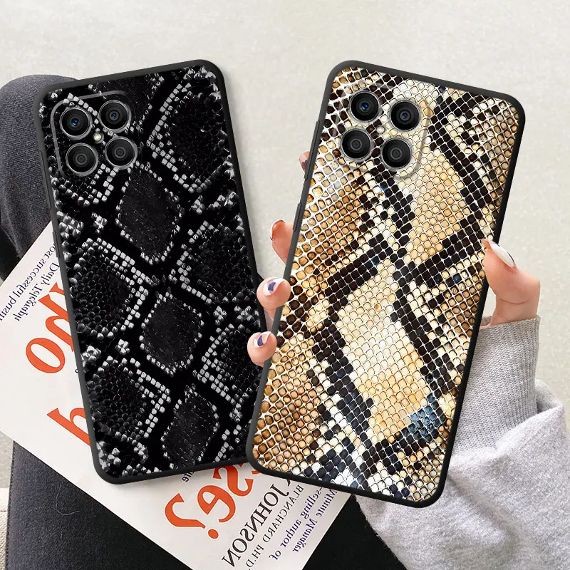 Luxury Armor Black Soft Phone Case for Honor X8a 8X X7 X9a X6 X8 X6a 70 Magic5 Lite 90 Pro Magic5 Snake Skin Cover