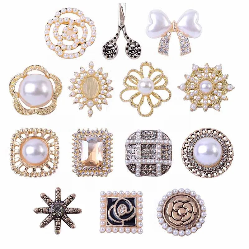 Mix Styles Vintage Pearl Flower DIY Accessory For Jewelry Making Findings Button For Pin Clothes  Decor Sewing Scrapbook Crafts
