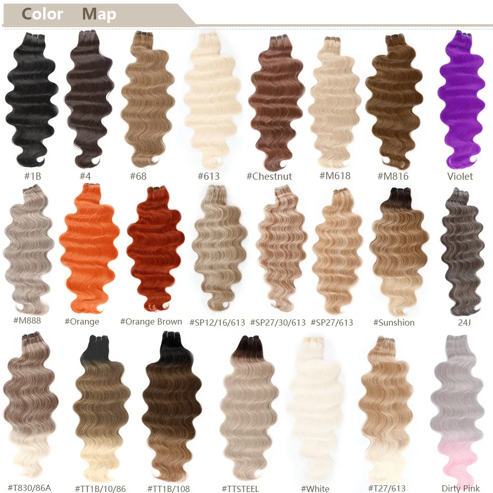 Magicae 30 pulgadas 200G rubio piano SP12/16/613 ombre marrón 6#, paquetes de ondas body wave de cabello sintético de alta temperatura 4