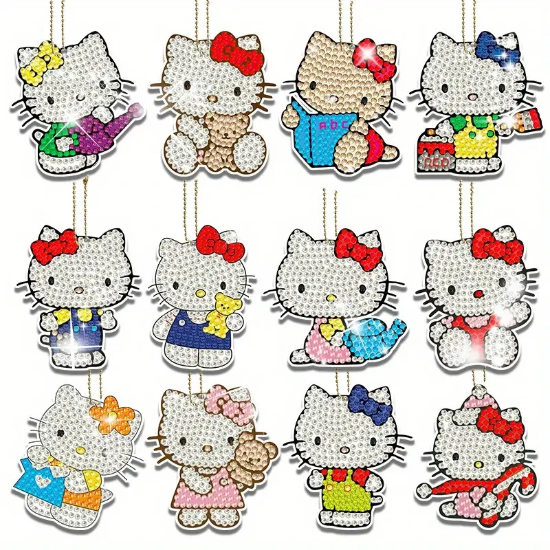 

Hello Kitty DIY Diamond Painting Keychain Cute Cartoon Bag Pendant, Handmade Craft Kit for Kids, Birthday Gift Souvenir