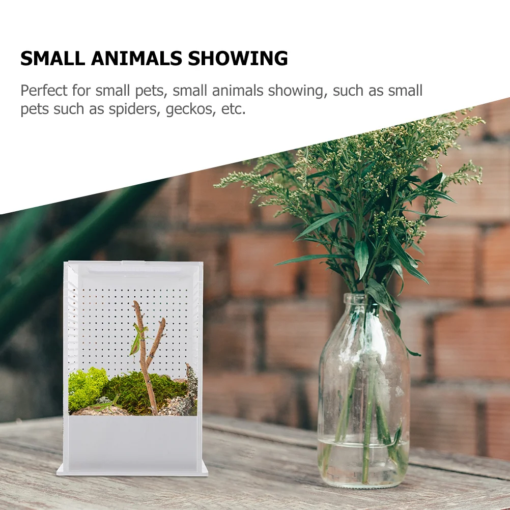 

Acrylic Reptile Terrarium Box for Small Pets Spider Lizard Feeding Container Breathable Ventilated Design Clear Insect Breeding