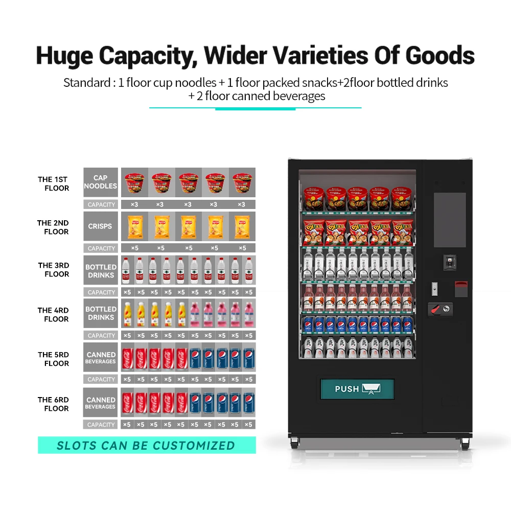 Vending Machine for Cold Drinks and Snack Vending Machine Mini Vending Machine 36 Slots Customize Steel Security Doors