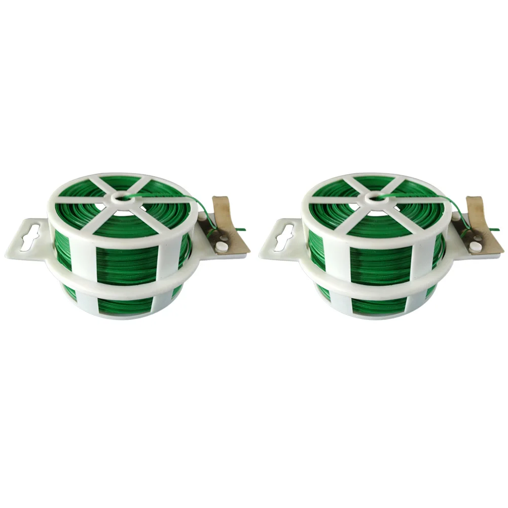 

2pcs Green Garden Ties Environmentally Friendly Plant Bonsai Wire Cable Organizer Strong Plastic Iron Material Built in