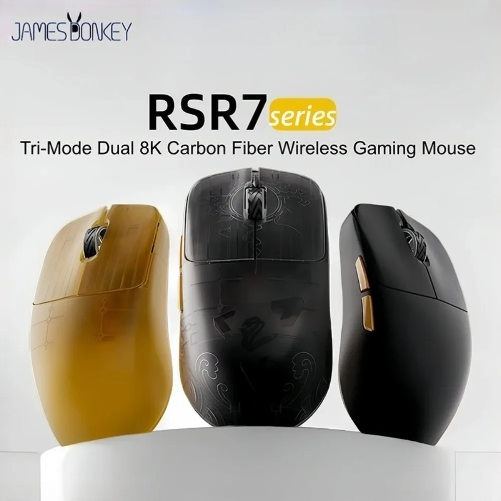 

Мышь Jamesdonkey RSR7, трехрежимная беспроводная Bluetooth, двойная 8K PAW3950, геймерская мышь, 43 г, легкие игровые аксессуары из углеродного волокна