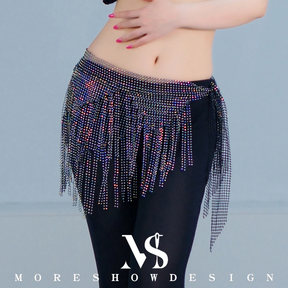 Bufanda de cadera para danza del vientre para mujer con borlas y lentejuelas, cinturón de cadena para la cintura, accesorio para actuación en escenario, accesorios para atuendo