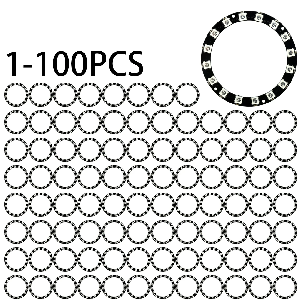 16 бит WS2812 5050 RGB светодиодный умный полноцветный RGB лампа кольцо макетная плата-большое кольцо