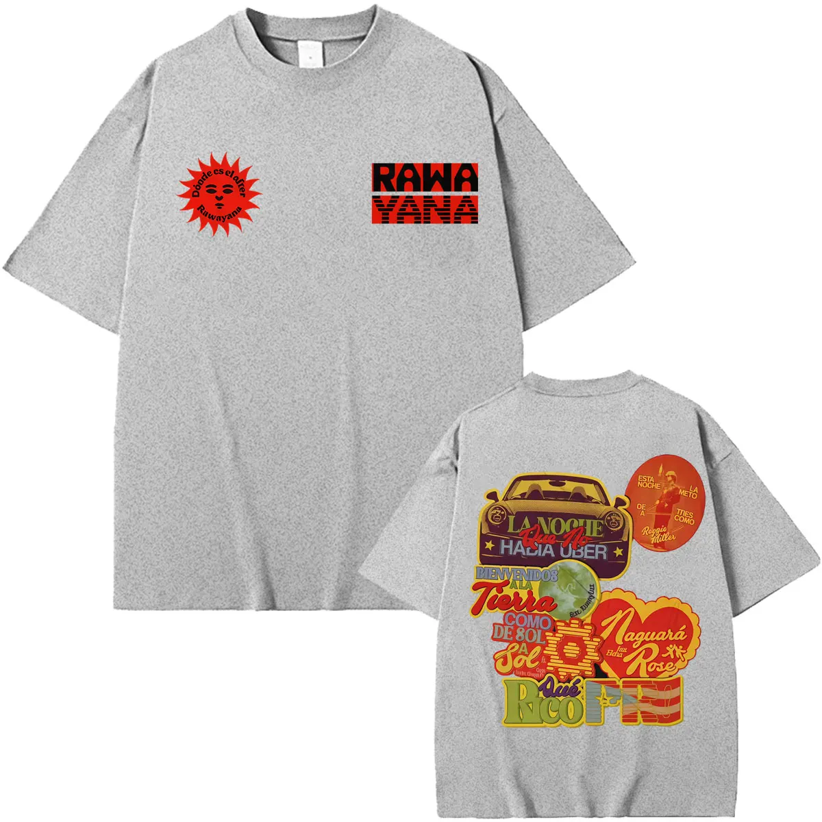 Band Rawayana Donde Es El After Album 2026 Tour T-Shirts Herren Damen Harajuku Retro Übergroße T-Shirts Lässiges 100% Baumwoll-T-Shirt – Detail 6