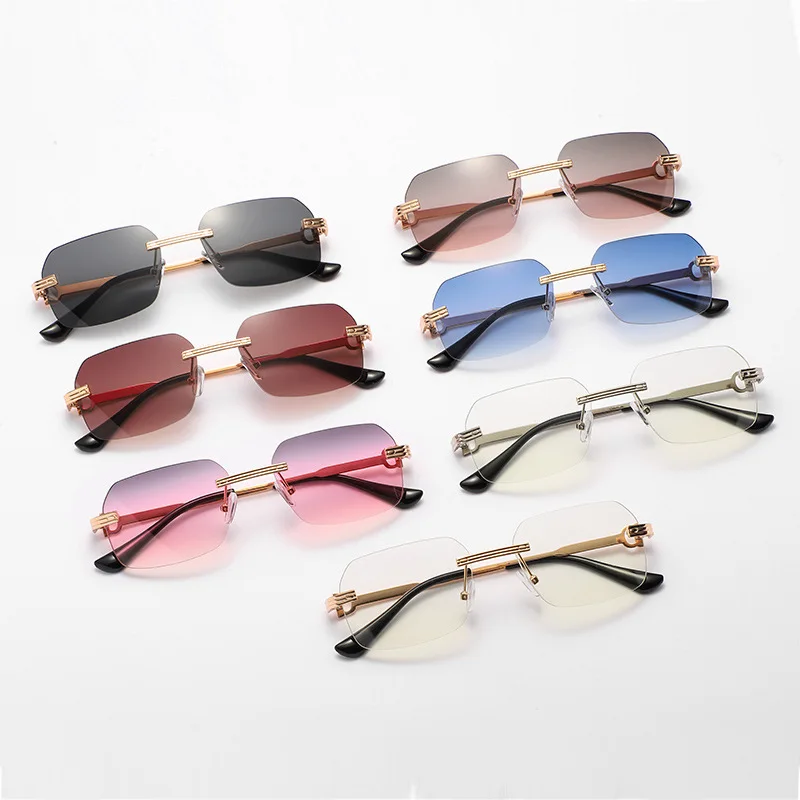 European American Style Sunglasses for Women New Fashion Square Shape Glasess for Woman Rimless Travelling Men Sunglass