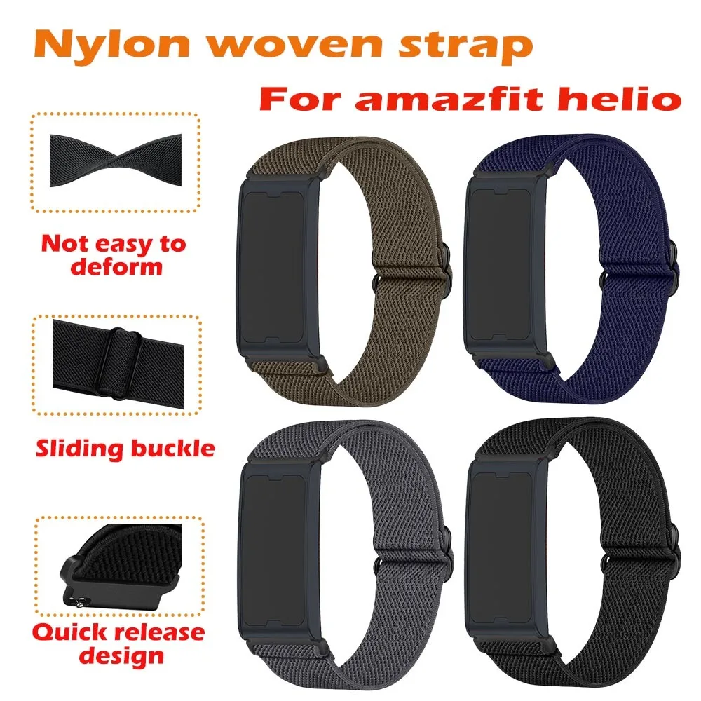 

For Amazfit Helio Watch Strap Nylon Braided Sliding Buckle 22mm Universal Comfortable Breathable Watch Strap for Amazfit Helio