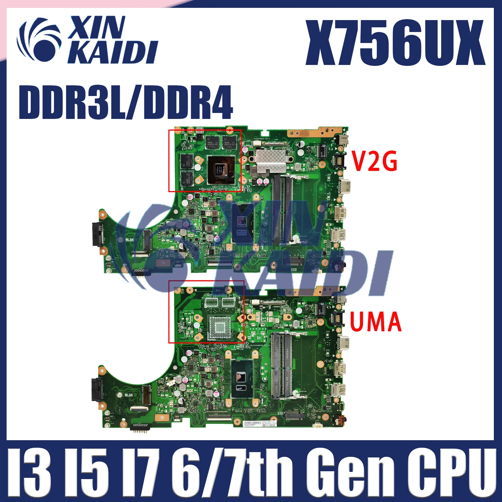 

X756UQ Mainboard For ASUS X756UR X756UAK X756UB X756UV X756UJ X756UA X756UQK X756UX A756U Laptop Motherboard I3 I5 I7 CPU V2G