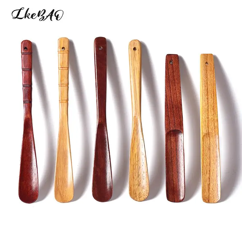 1PCS Portable 16/32cm Solid Wood Shoehorn Craft Long Handle Shoe Lifter Shoes Accessories Natural Wooden Shoe Horn