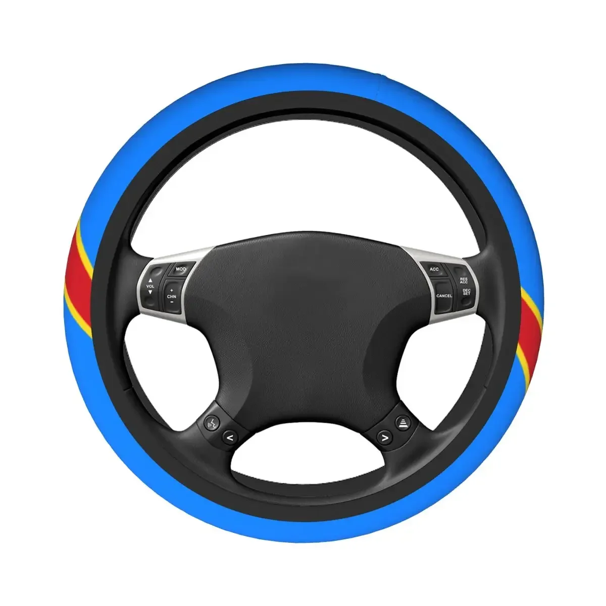 Flag Of Congo Kinshasa Zaire Car Steering Wheel Cover 37-38 Universal Steering Wheel Protective Cover Elastische Car-styling