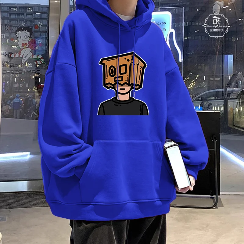 

New High-quality Carton Person American Printed Hoodie Autumn and Winter Warm and Windproof Men's and Women's Long Sleeves