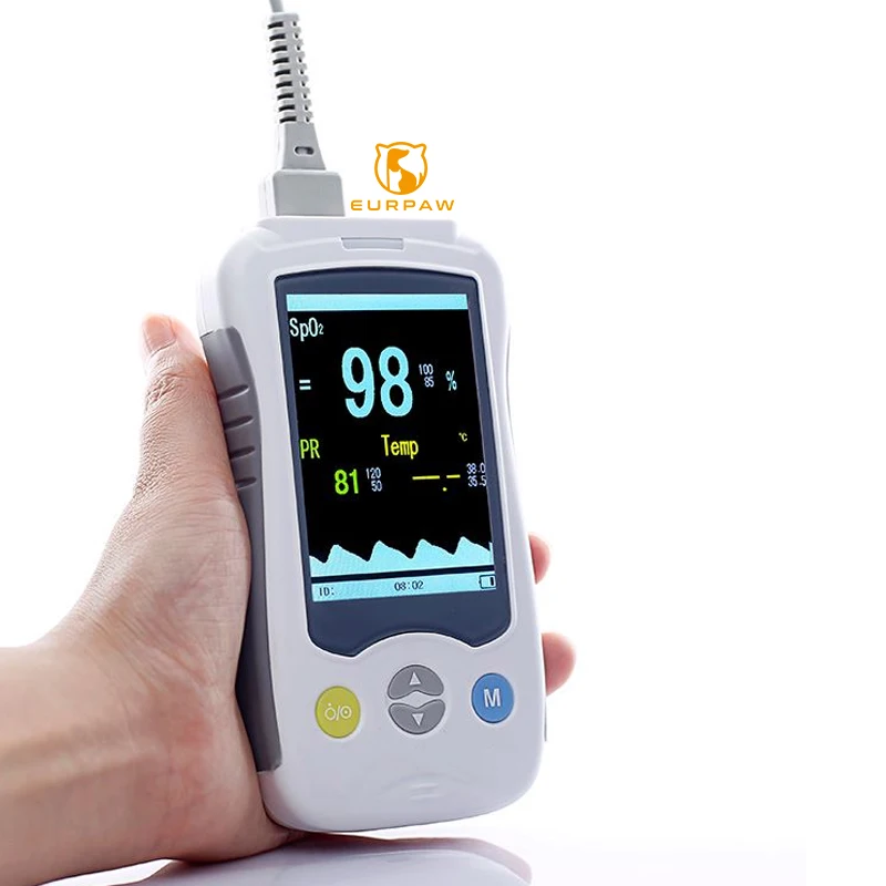 EURPET Portable Animal Pulse Oximeter 2.4 Inch LCD Screen Multi-parameter Monitor Hospital Veterinary Monitor