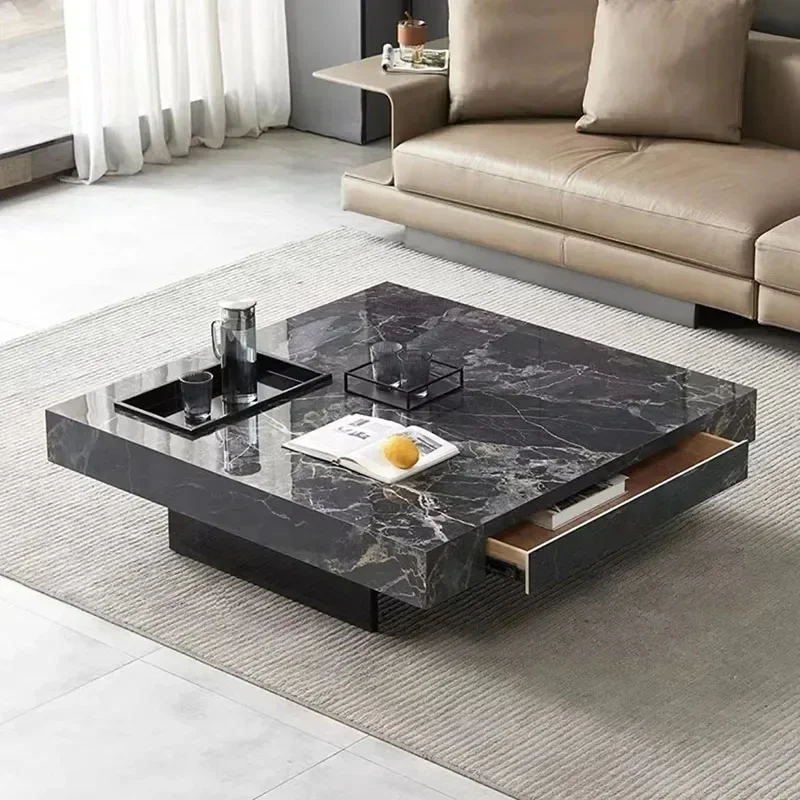 Modern Coffee Table Top Living Room Rectangular Stone Marble Top Coffee Table Italian Luxury Muebles Furniture