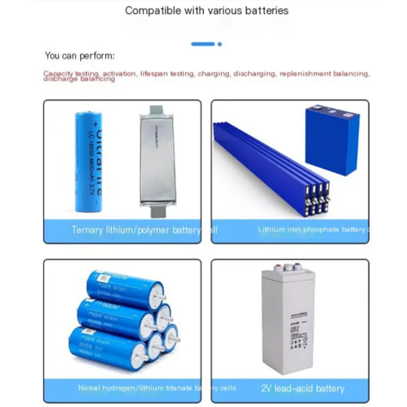 عالية الدقة 4 قناة 5 فولت 50A تهمة كاشف التفريغ بطارية حزمة الجهد التوازن بطارية ليثيوم اختبار السعة