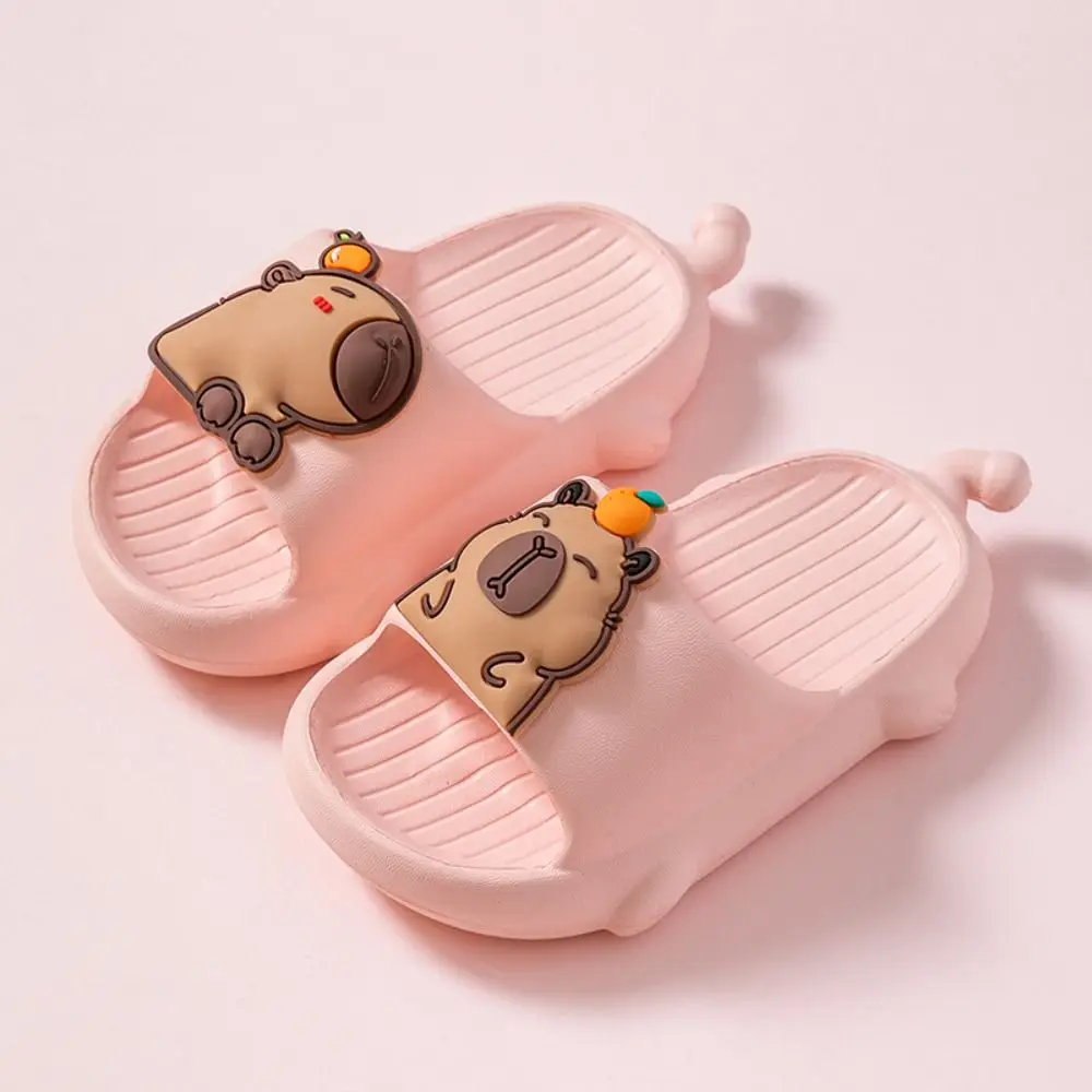 Zapatillas informales de capibara de EVA para niños, bonitas zapatillas antideslizantes con animales de dibujos animados, sandalias de baño suaves resistentes para dormitorio