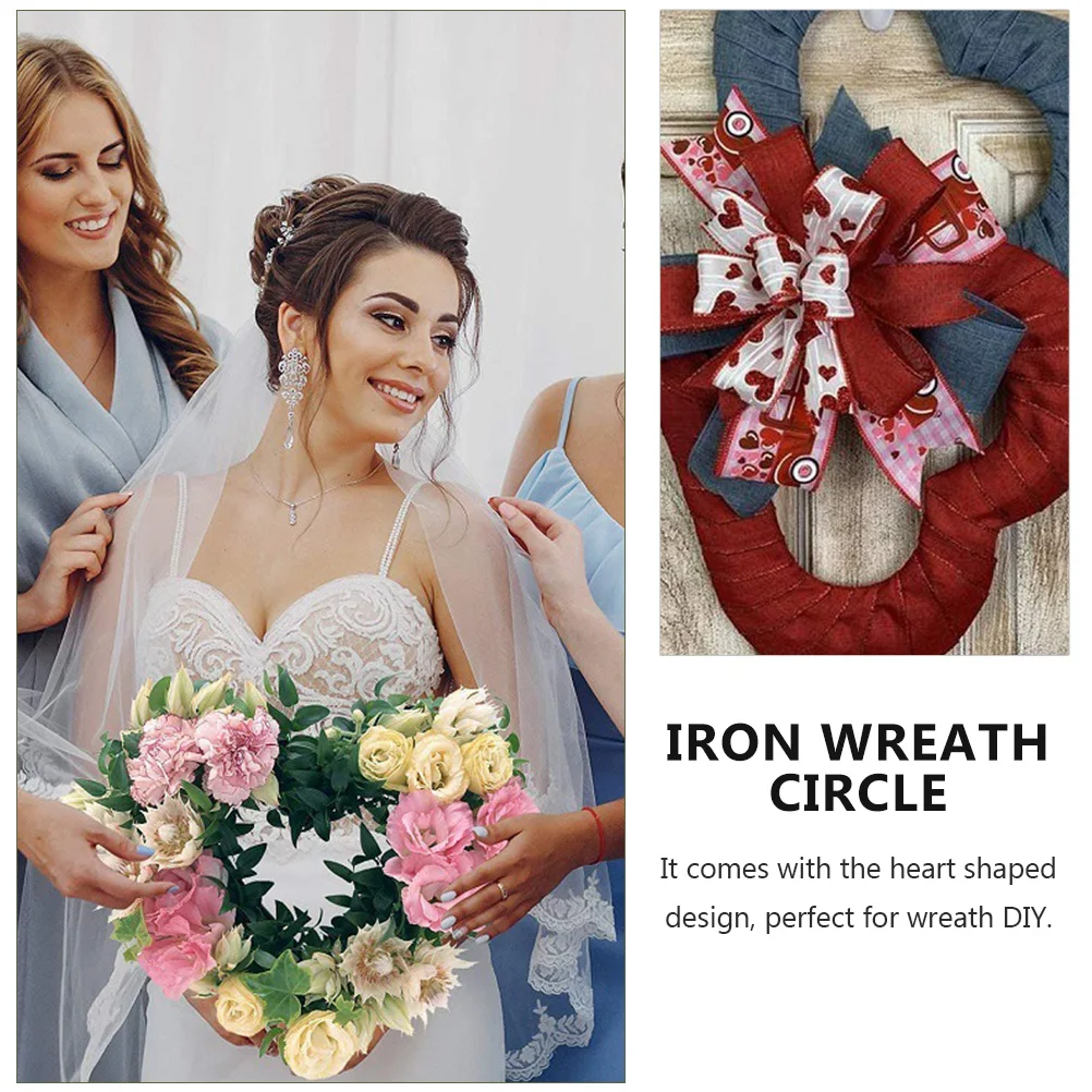 

4pcs Iron For Diy Heart Shaped Garland Hoops Flower Wreath Accessories Metal Decorative Ring Hanging Outdoor Garden Terrace
