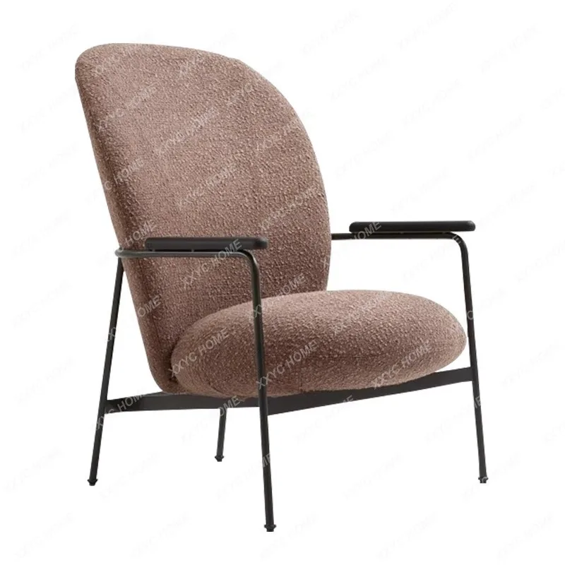 

Metal Single-Seat Sofa Chair Hotel Homestay Armchair Small Apartment Home Lambswool Leisure Chair