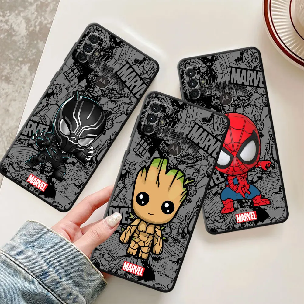 Cartoon Marvel Groot Spiderman Case dla Motorola Moto G22 G30 G71 G32 G52 G72 G51 G53 G73 G50 G200 5G G31 G60 G60s Cover