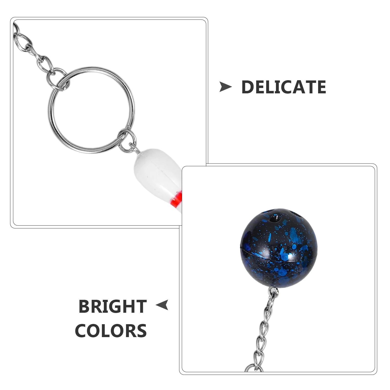 

8Pcs Bowling Keychain Mini Size 7x3cm Creative Plastic Keyring Hanging Pendant Key Chain Gift Decoration for Bags Keys