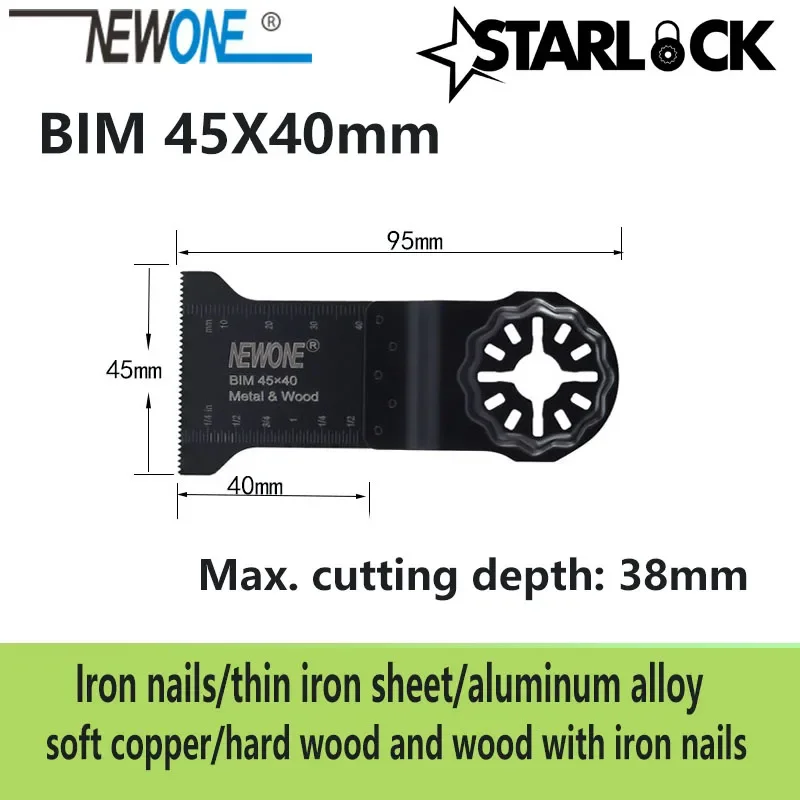 Imagem -03 - Lâminas de Serra Newone Compatíveis com Starlock Bim45x40 mm Lâminas de Serra Ferramentas Oscilantes Elétricas Corte de Metal Remover Tapetes Unhas e Muito Mais