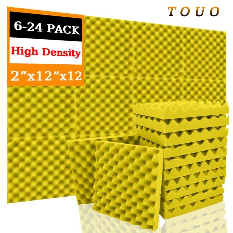 

TOUO Acoustic Faoms Panels Studio Noise Insulation 6/12/24pcs High Density Soundabsorbing Material Ceiling Soundproofing