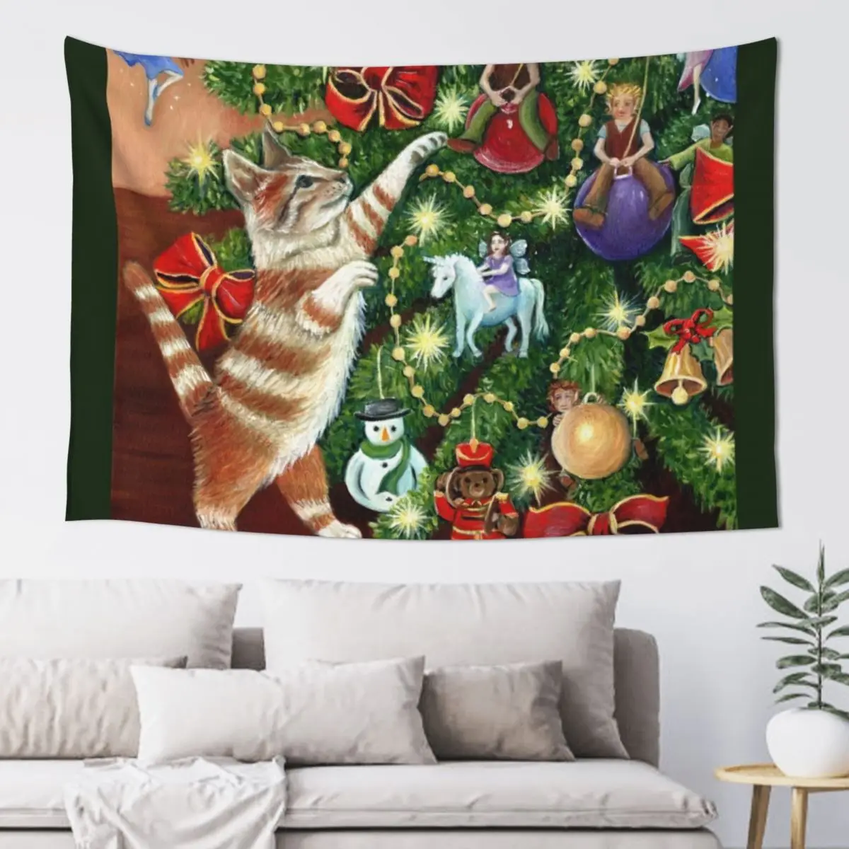 Fairy Tag at Christmas' by Sonia Finch Tapestry Art Mural Kawaii Room Decor Home Supplies Tapestry