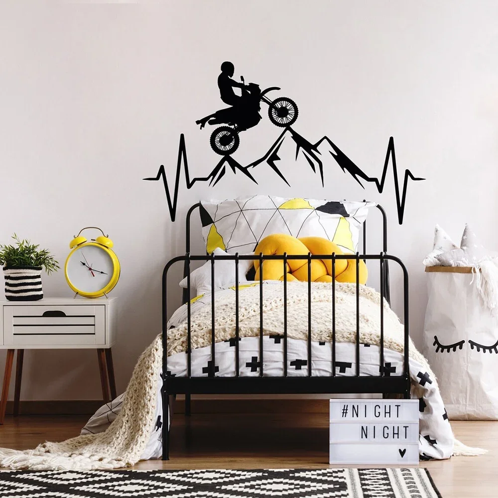 Motorbike Wall Decal Dirt Bike Vinyl Sticker Bike Gifts Motorcross Wall Sticker Extreme Sport Decals Teens Boys Room Decor A606