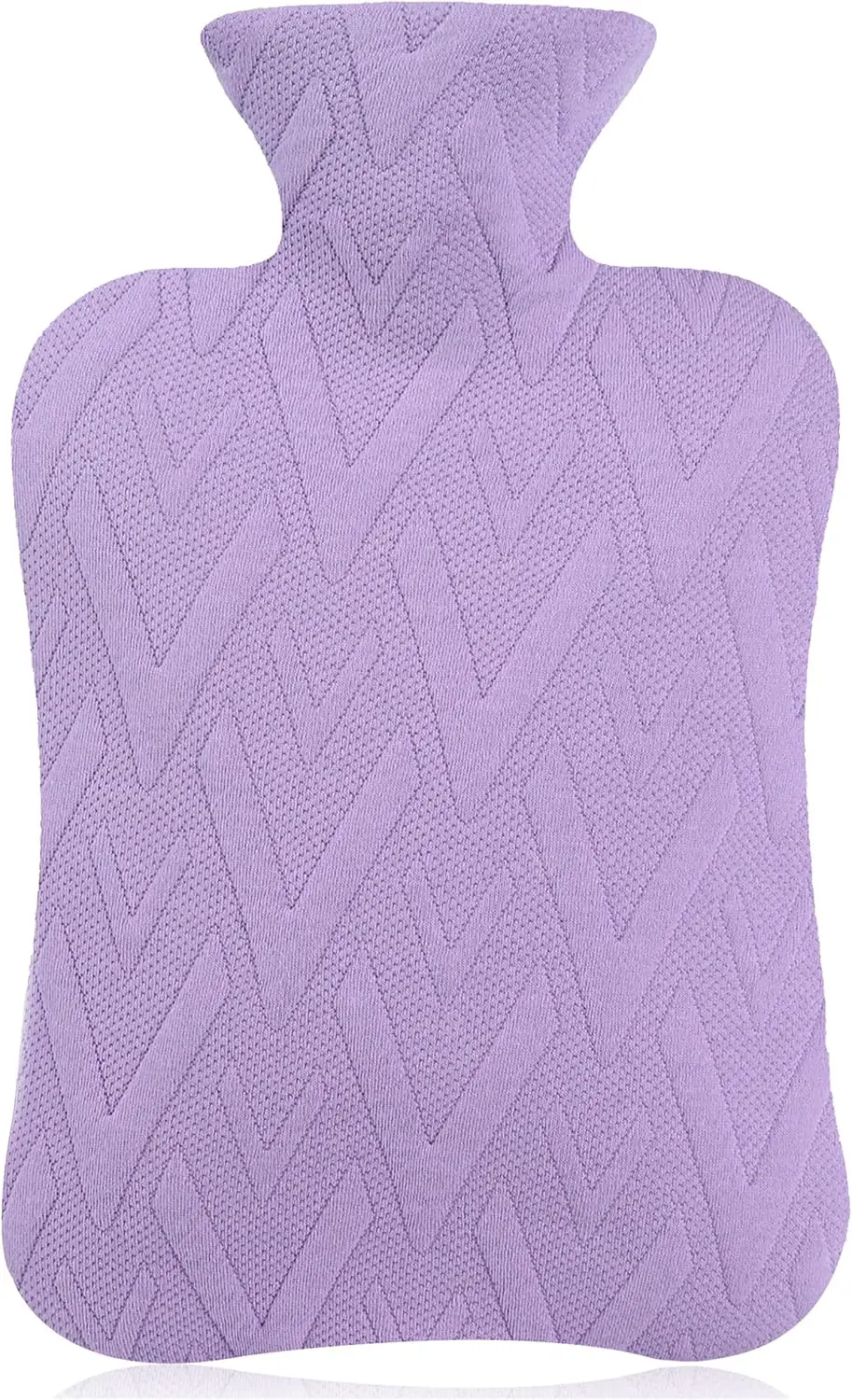 Hot Water Bottle with Cover, 2L Hot Water Bag for Hot and Cold Compress, Hand Feet Warmer, Neck and Shoulder, Light Purple