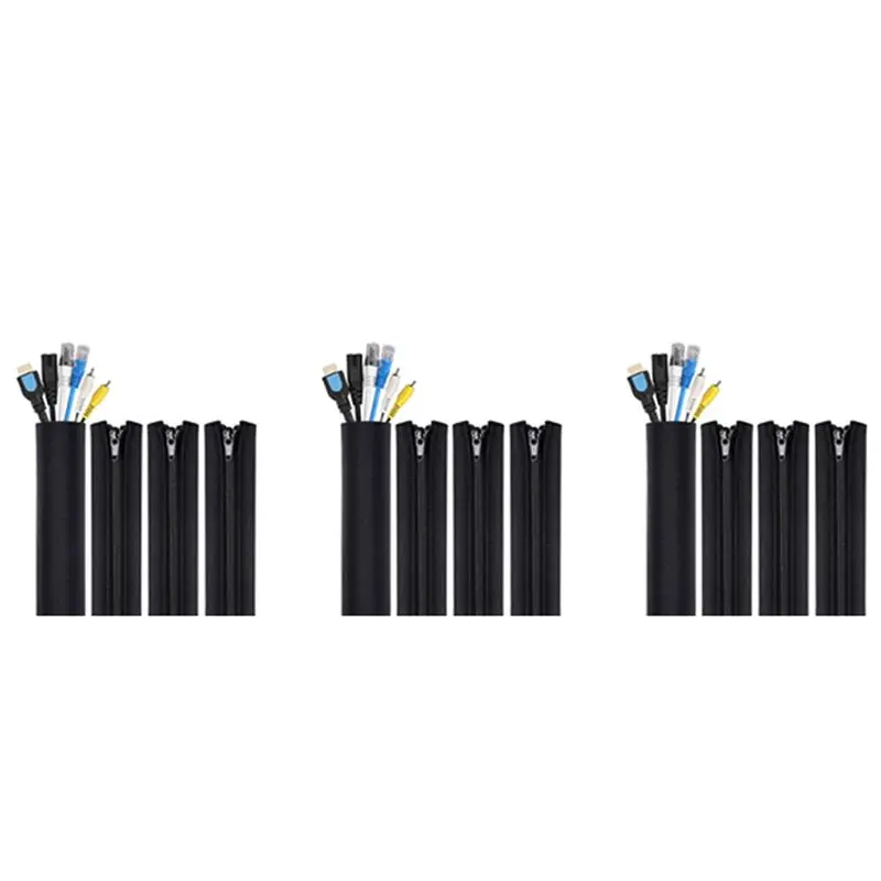 

Набор из 12 трубок-органайзеров TFORU для кабелей (для ТВ, компьютера, домашних развлечений), чехлы-органайзеры на молнии для кабель-менеджмента