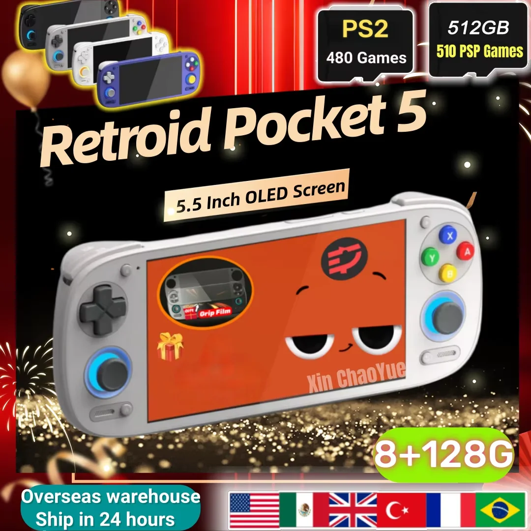 Retroid Pocket 5 Retro Handheld Game Console Video Game Consoles