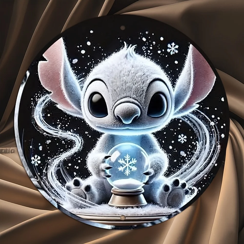 Arte de pared de Metal redondo de punto, escena de copo de nieve y globo de nieve de invierno, letrero de aluminio duradero para el hogar, Bar, decoración de fiesta, nacimiento, 1 ud.