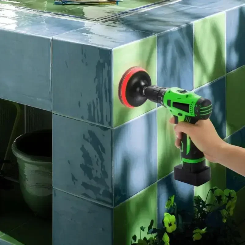 12Pcs Power Drill Scrub Brush Attachment Kit Cleaning Sponge for Bathroom Kitchen Tile Grout Floor