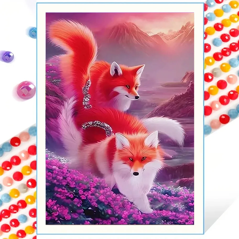 

DIY ромбовидный узор лисы, полная круглая акриловая 5D мозаика, подходит для начинающих в качестве украшения дома, подарок