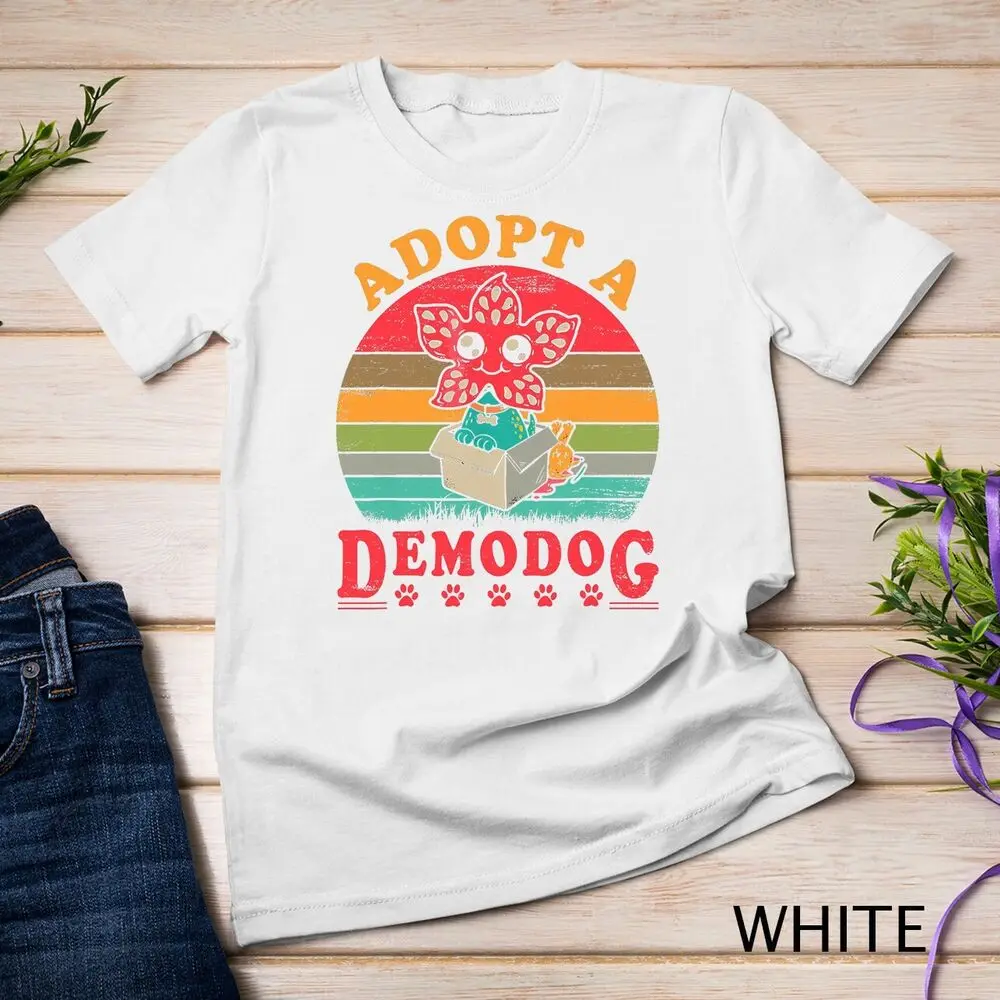 Adote uma camiseta unisex Demodog, amantes engraçados do cão