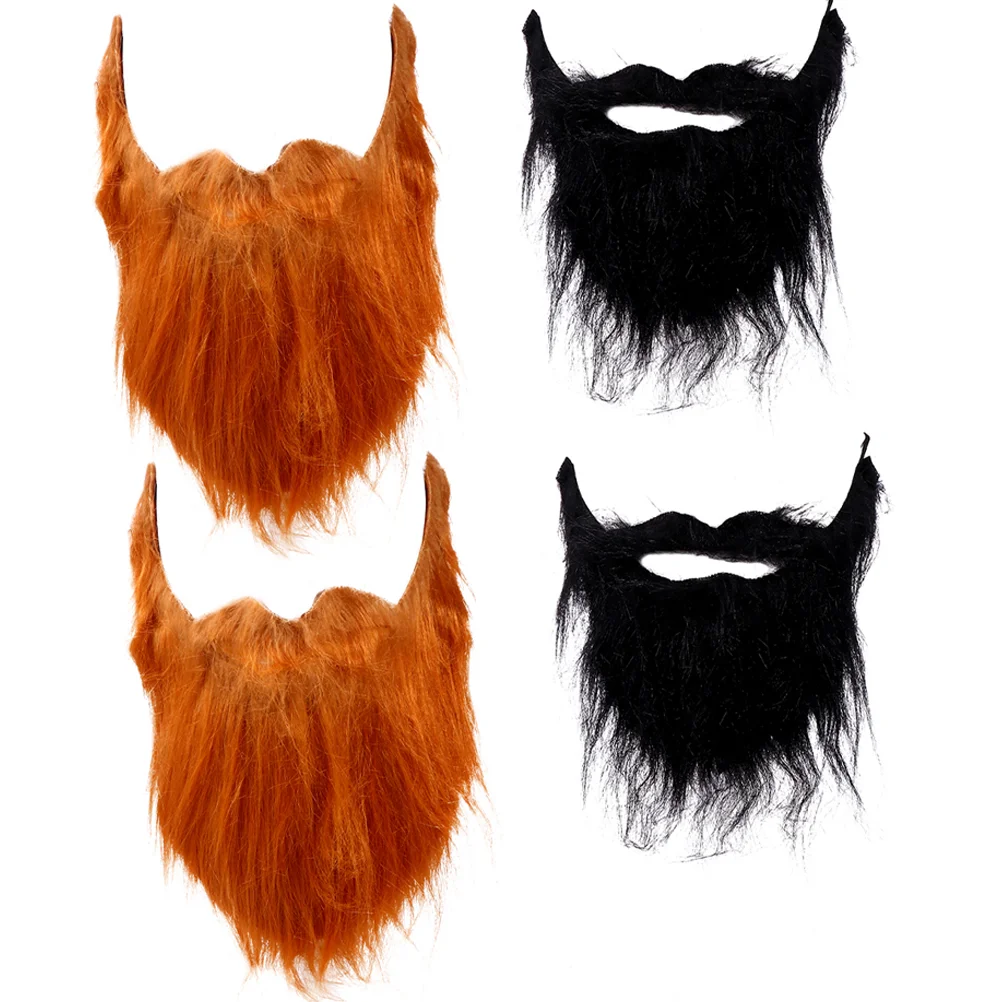 Paño de felpa de franela para hombre, 4 piezas, barba falsa, bigote divertido y vívido, accesorios de fiesta, batidores, Halloween