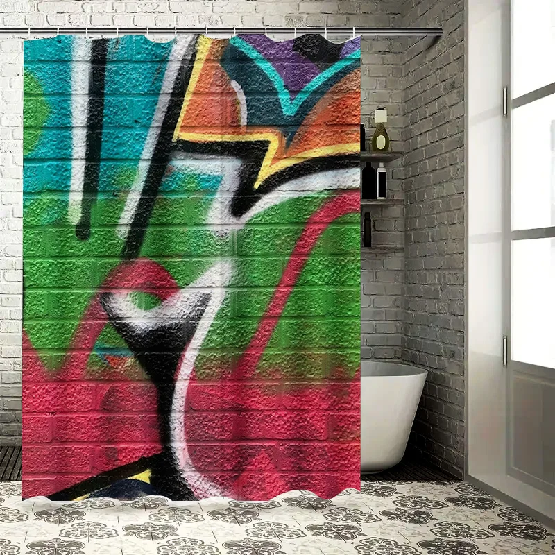 

Занавеска для душа с ярким кирпичным узором, водонепроницаемая ткань для украшения ванной комнаты различных размеров!