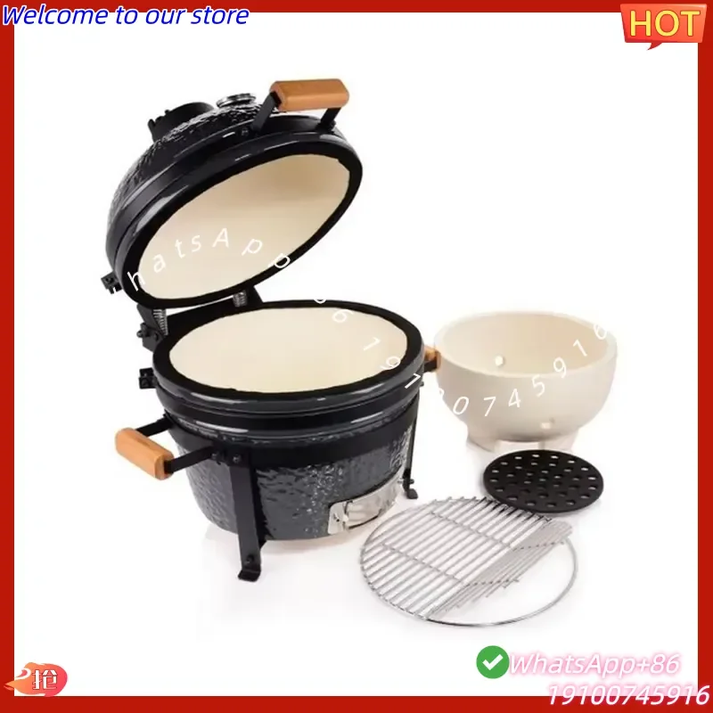 2026Hot AUPLEX 16-Inch Kamado BBQ Grill Adjustable Height Outdoor Kitchen Smoker Folding Feature for Parties Camping for