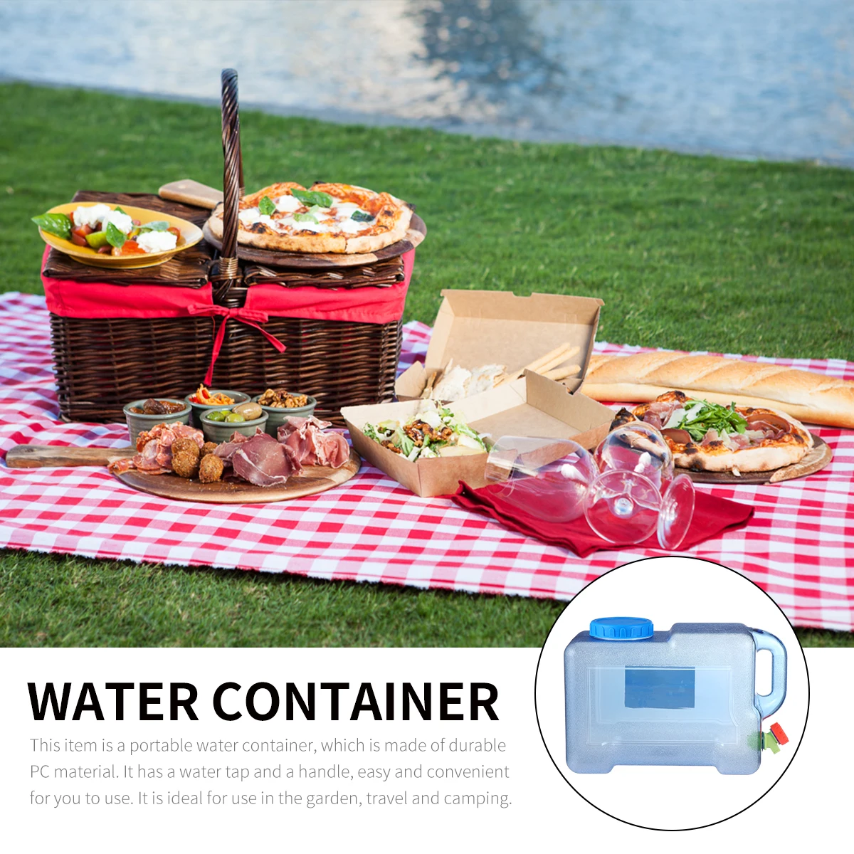 

12L Plastic Outdoor Water Storage Bucket Portable Car Water Container Faucet Handle Durable Pe Material Food Grade Eco-Friendly
