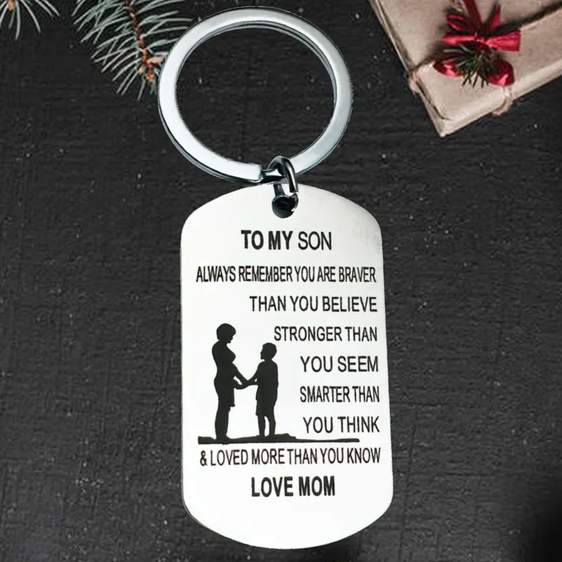 

Cute Son Inspirational Keychain Pendant Key Chains To My Son Always Remember You Are Braver Stronger Smarter Than You Believe