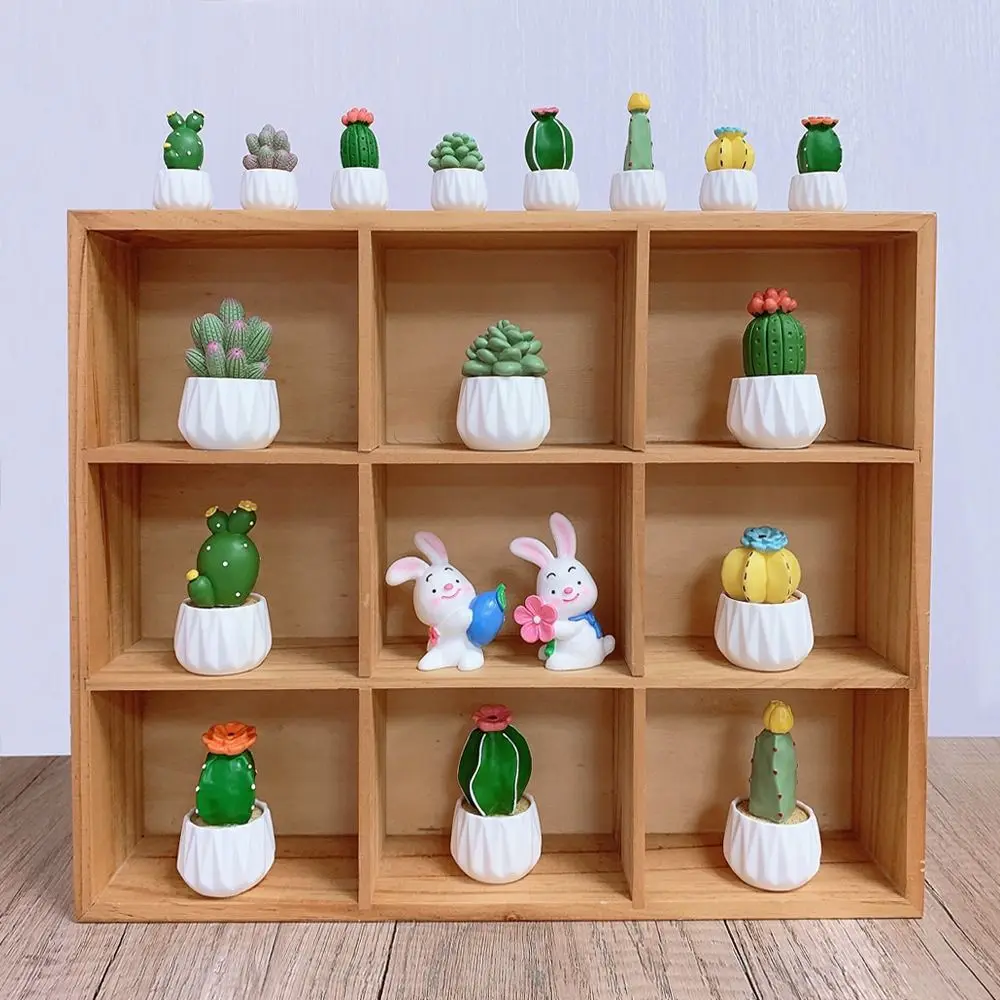 

Gift Mini Cute Cactus Car Ornament Resin DIY Dollhouse Miniature Succulent Potted Cactus Bonsai Model Succulent Plant Pots