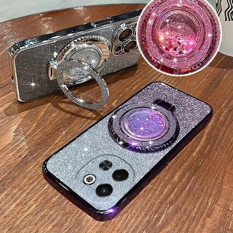 

Luxury Plating Glitter Magnetic Holder Phone Case For Tecno Spark 30 30C 4G/5G neo 6 Bumper On Tecno Pova Neo 6 5G 30 C Cover