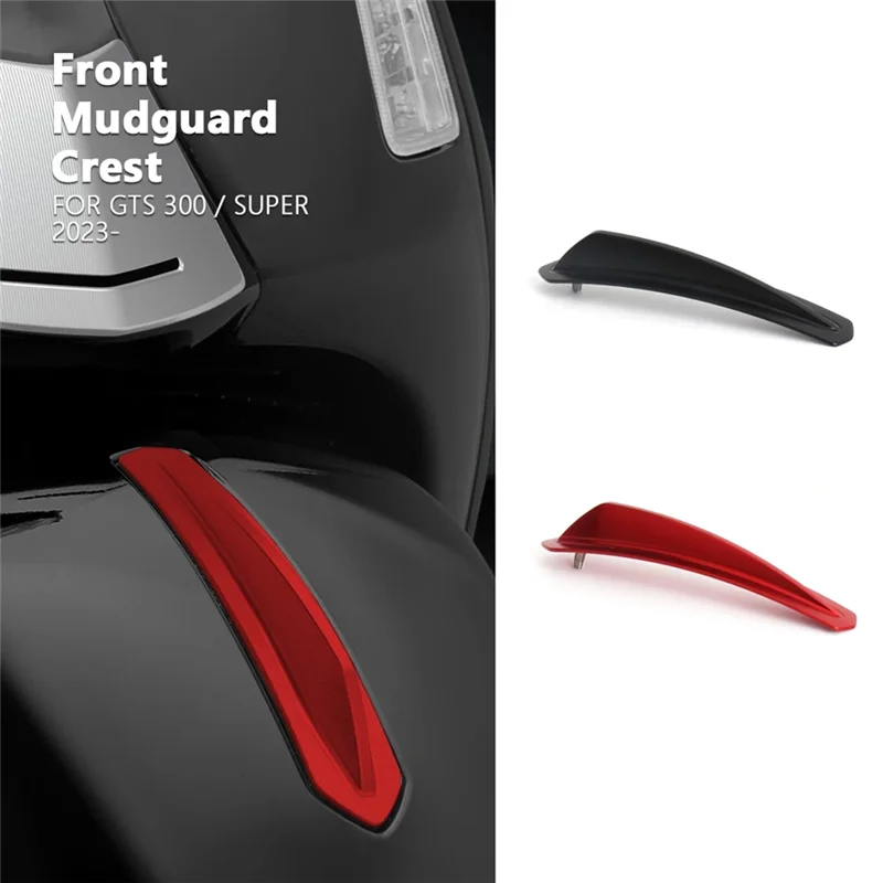 

Motorcycle Front Fender Trim Decorative Mudguard Crest Cover For Vespa GTS300 Gts300 GTS 300 Super 2023 2024 Replacement (Red)