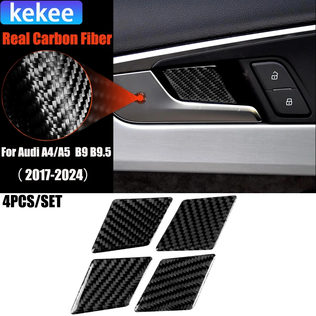 

Carbon Fiber Car Accessories Door Handle Bowl Modified Interior Trim Cover Soft Sticker For Audi A4/A5 RS4 S4 B9 B9.5 2017-2024